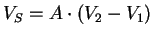 \( V_{S}=A\cdot (V_{2}-V_{1}) \)